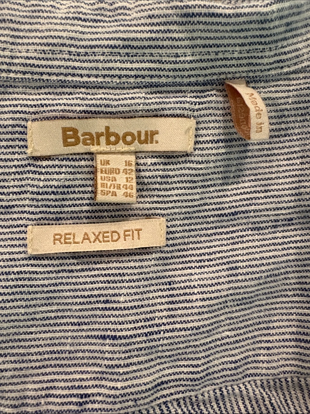 Barbour 12 Light Blue Linen Blend Women’s Button-Up Shirt - Picture 4 of 7